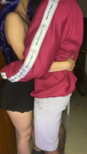 Latina teen with blue hair getting smashed from behind by BF