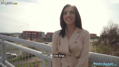The slut on the track gave herself to a stranger with a hard dick.
