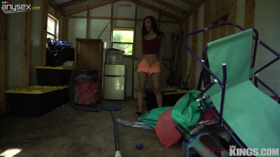 Petite asian chick gets bent over and fucked in her tight cunt with a big cock