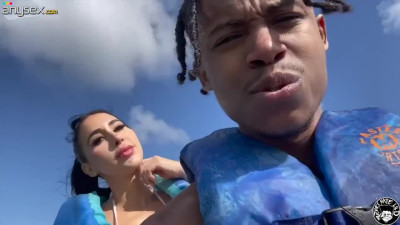 Increrdible busty latina with a bubble butt gets screwed really nice by a black stallion on a jetski