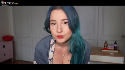 Curvy French alt girl doing ASMR JOI fuck with dildo POV