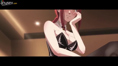 Chainsaw Man Hentai: Sexy Busty Redhead Makima Rides Denji's Dick On Nobara's Back