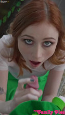Slim Redhead Babe Scarlet Skies Celebrates St. Patrick's Day, Sucking & Riding Her Step-bro's Cock