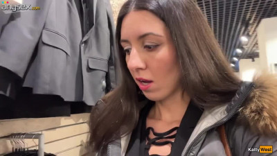 Slim Brunette Katty West Gets Facialized In the Fitting Room & Goes For a Walk With Cum-covered Face