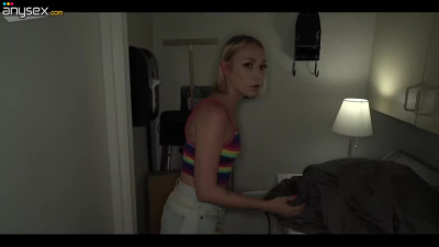 Blonde teen was doing chores when his horny self needed help POV