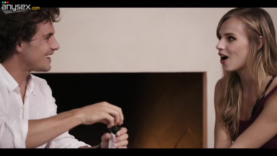 Sweet blonde with a tempting young body has sensual fuck with a handsome dude after a date